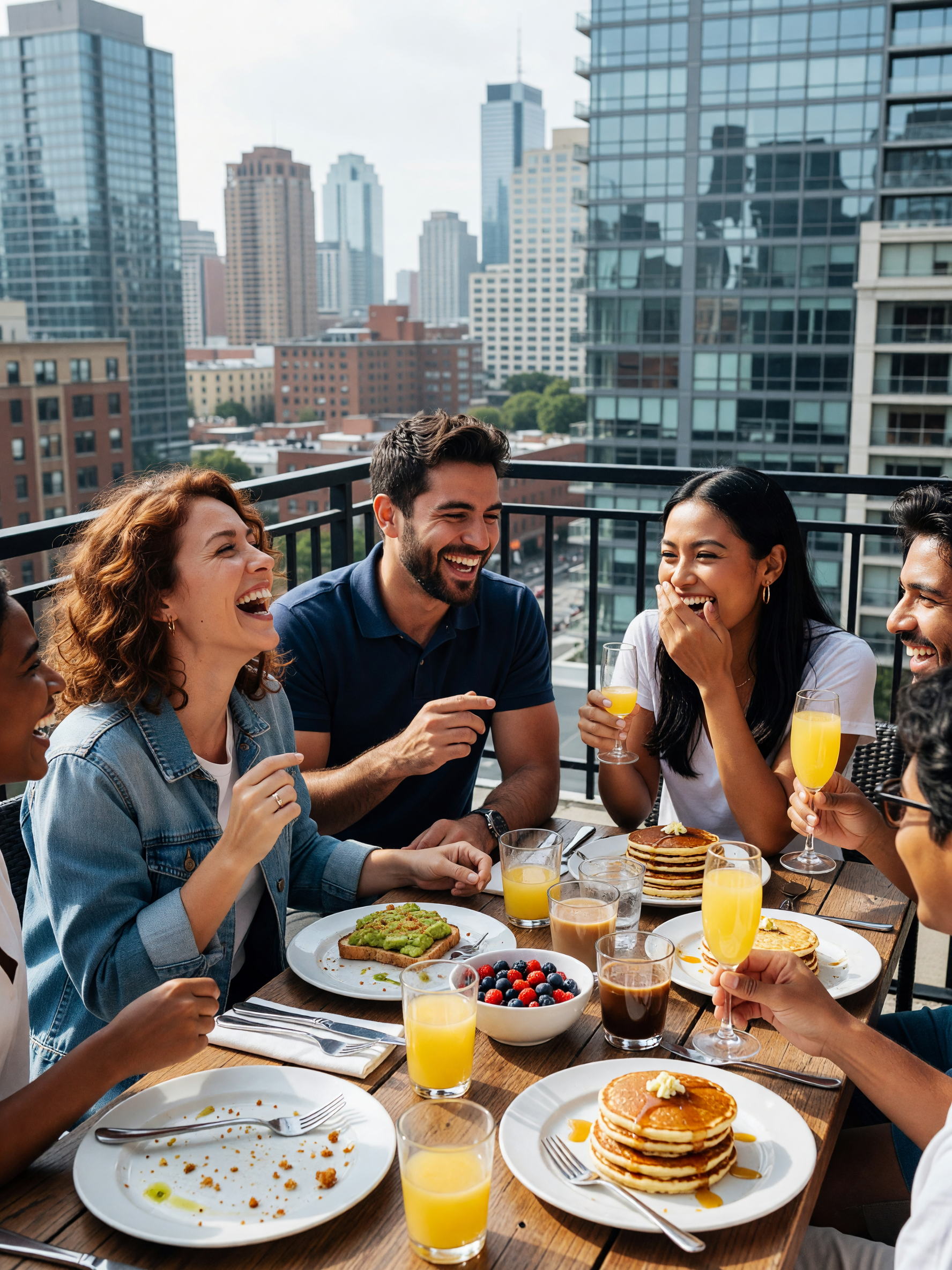 whole crew out for brunch, mimosas flowing and everybody laughing. already plann