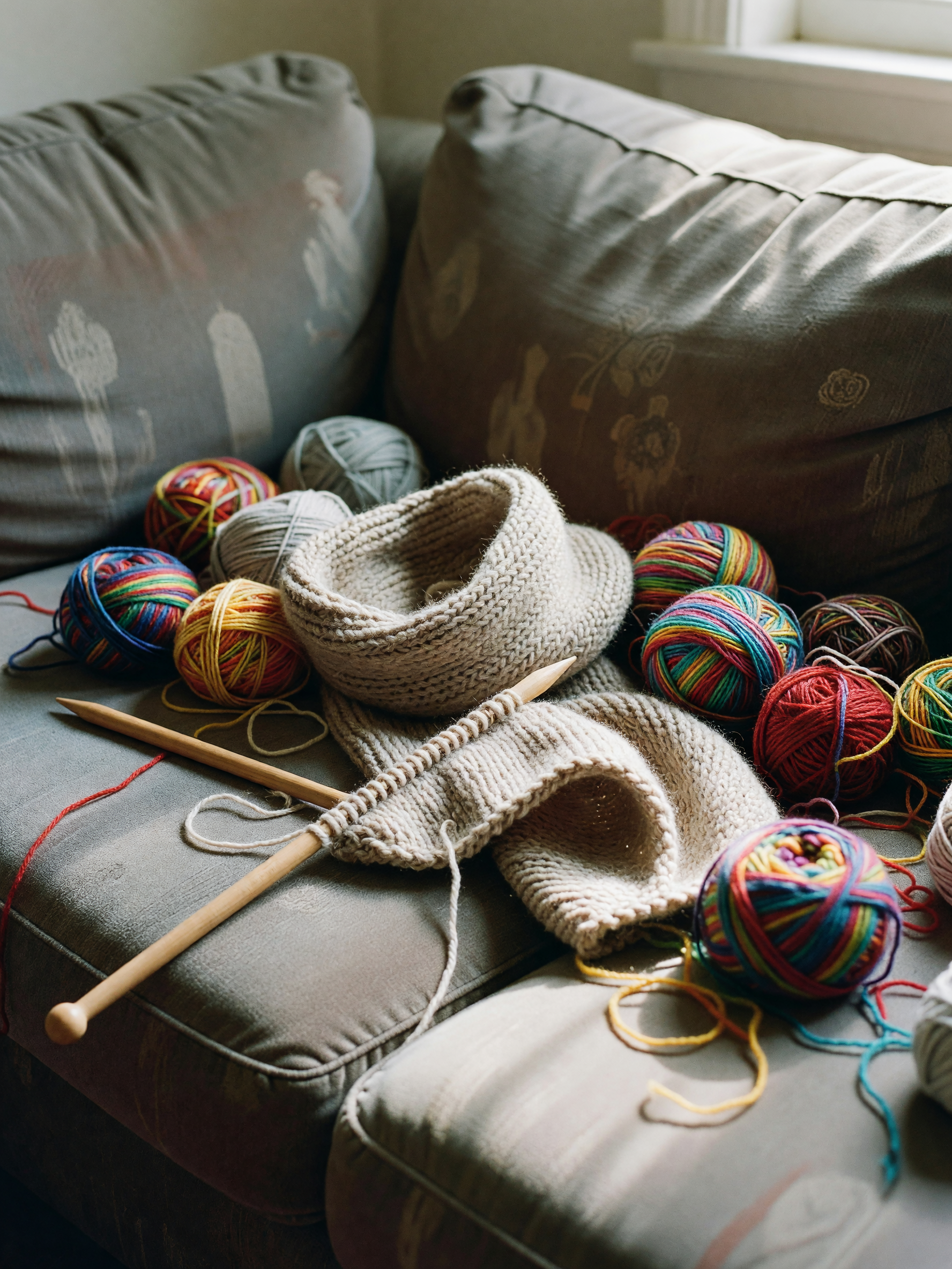 finally sat down with my knitting needles today working on a cozy scarf for winter only dropped two 