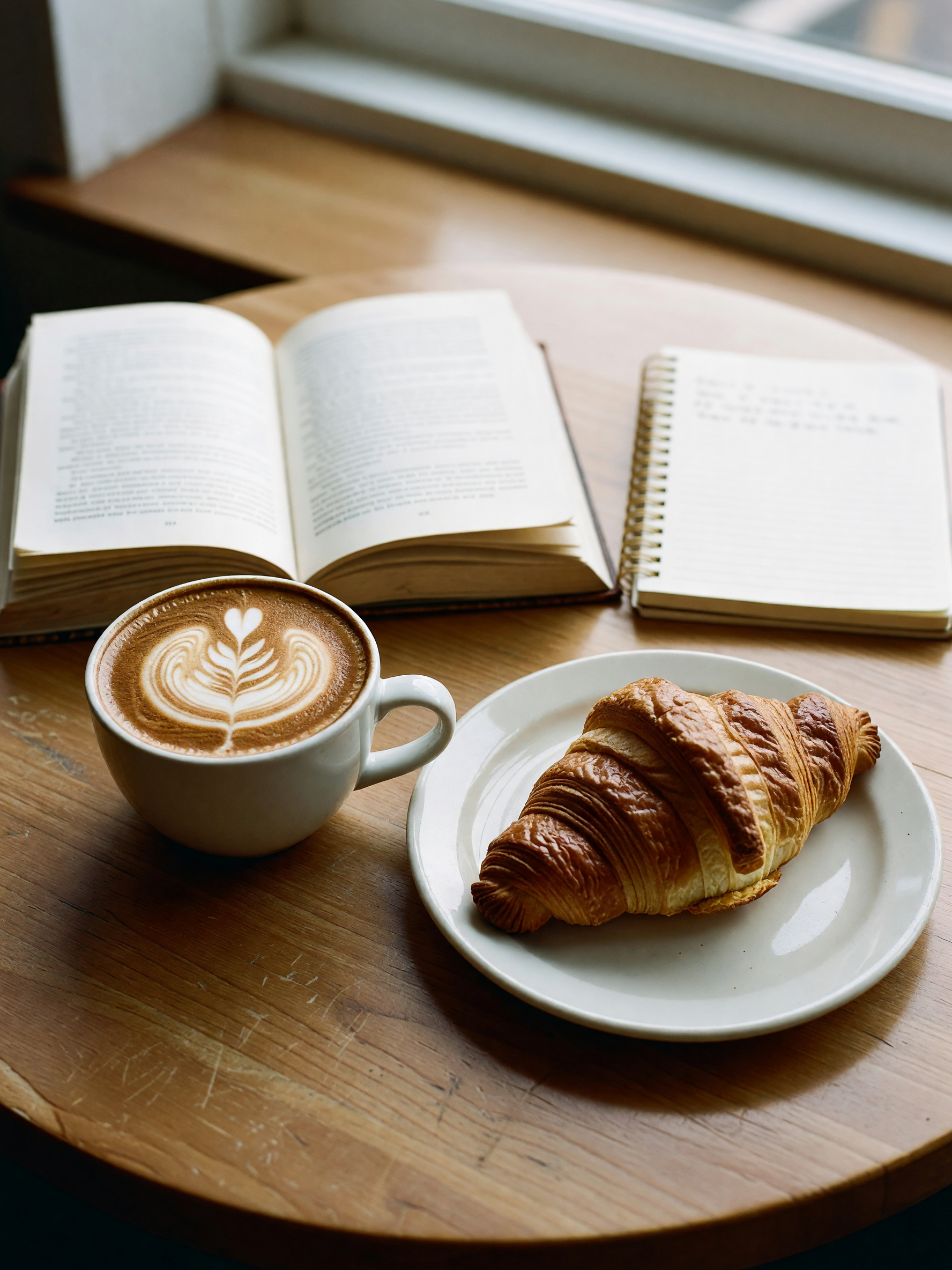 finally sitting down with this latte and my book. the art in the foam is almost 