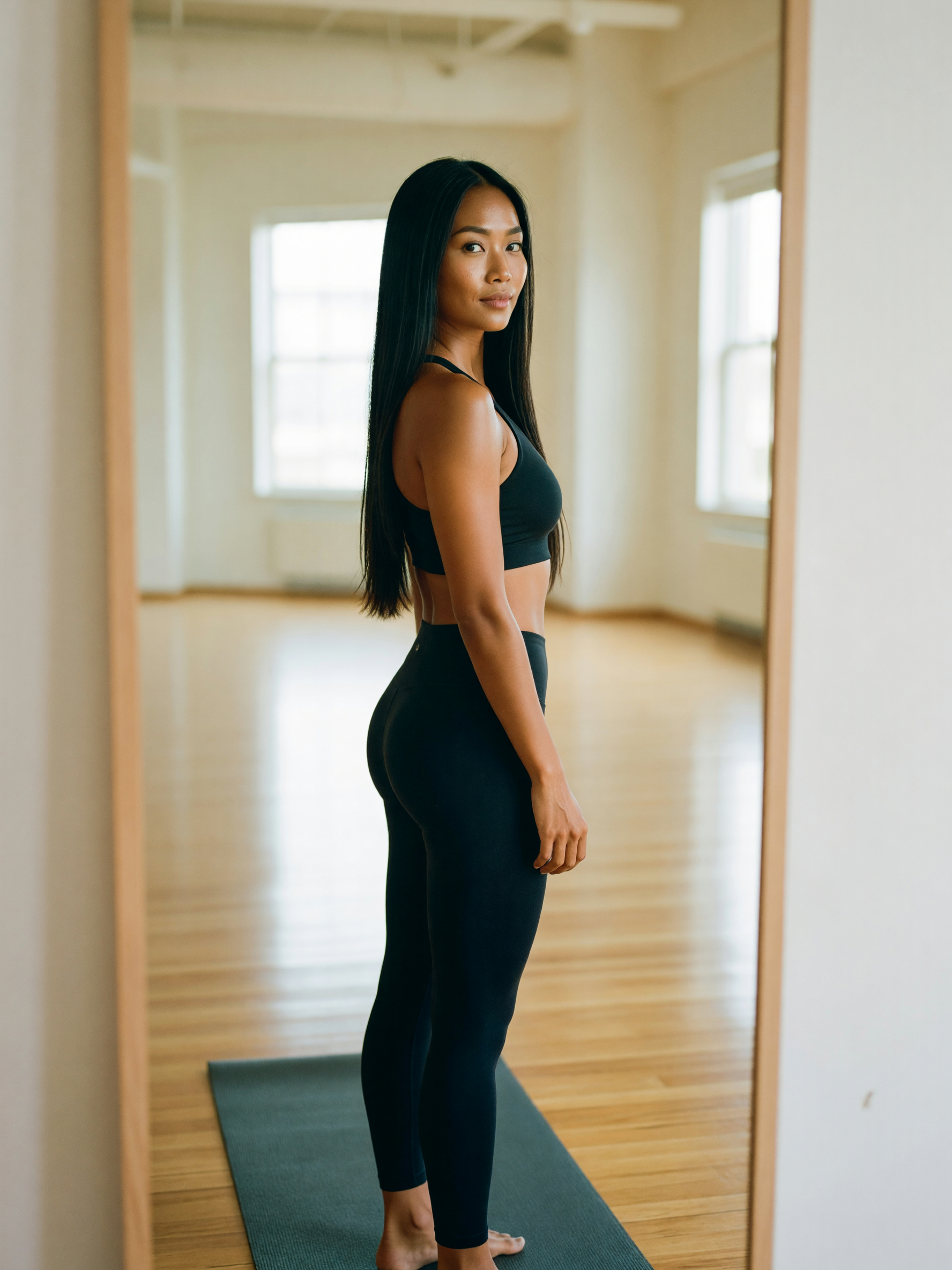 mirror check after class. felt good to stretch and reset today #yoga #pilates #p