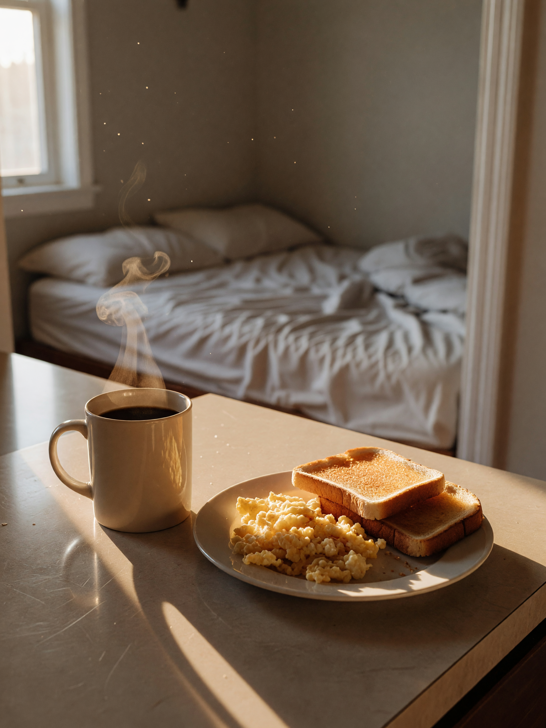 woke up to the sun doing its thing through the blinds, poured the first cup and 