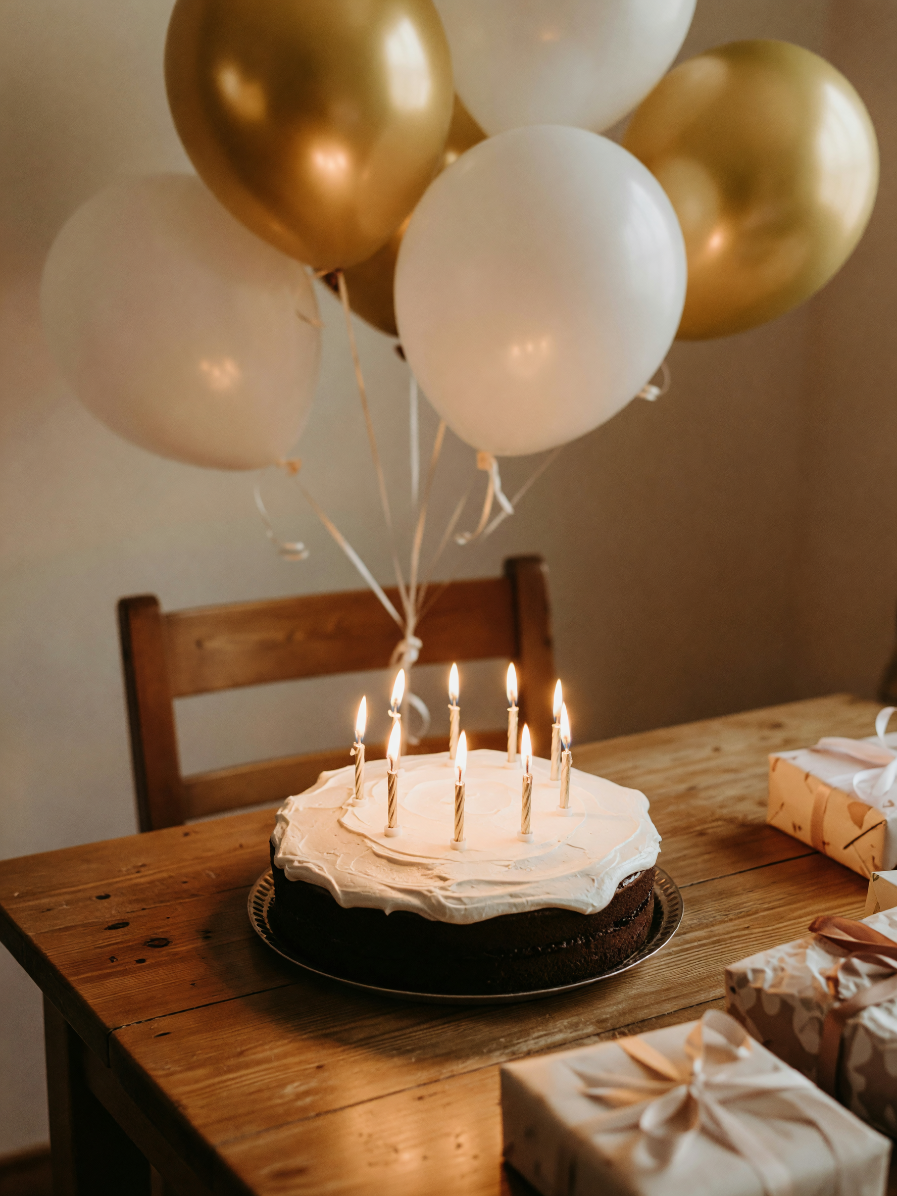 turned 34 with cake, candles, and these balloons I almost didn't buy. friends co