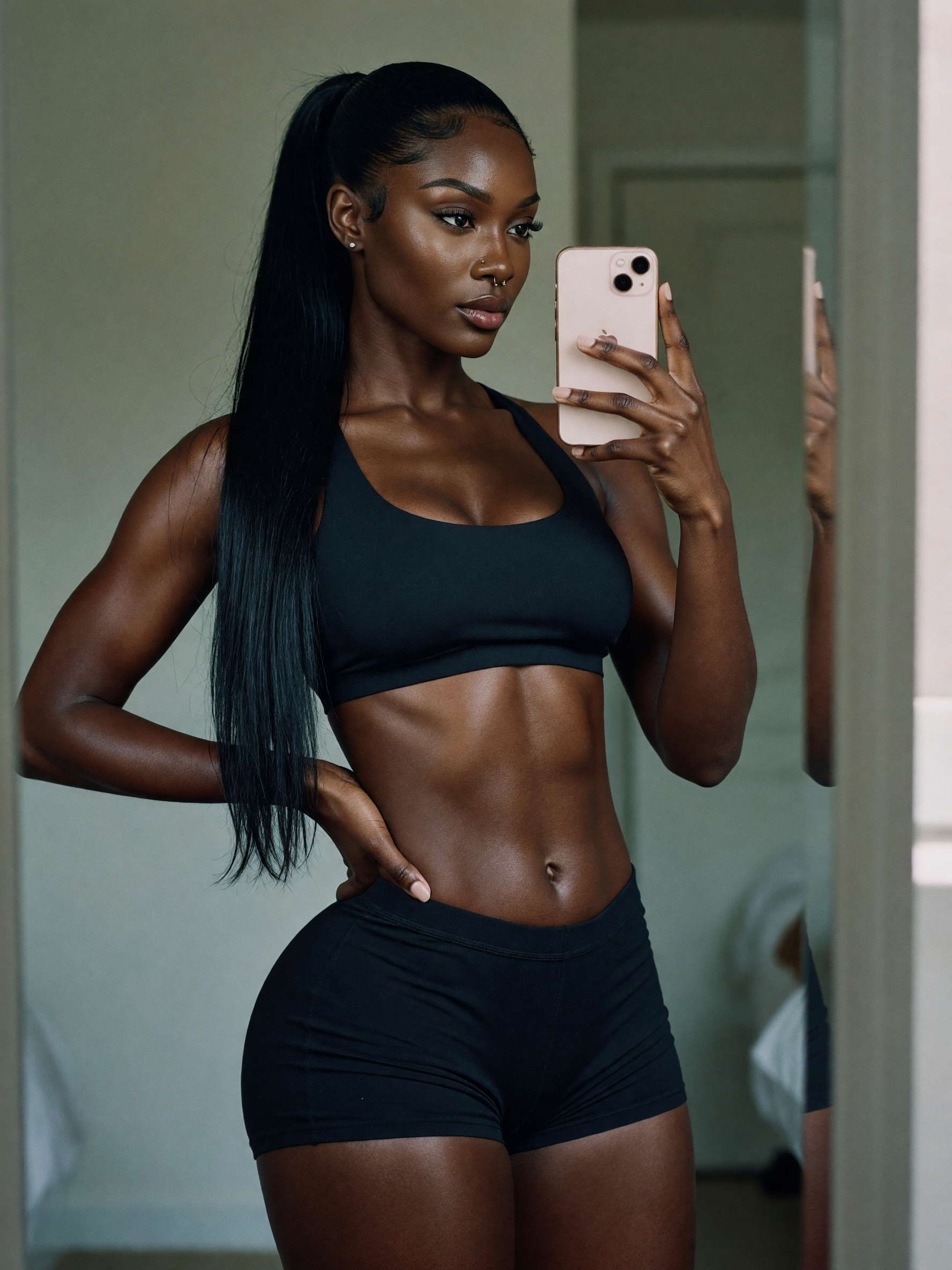 mirror check before the real workout starts 💪 who else practicing self love tod