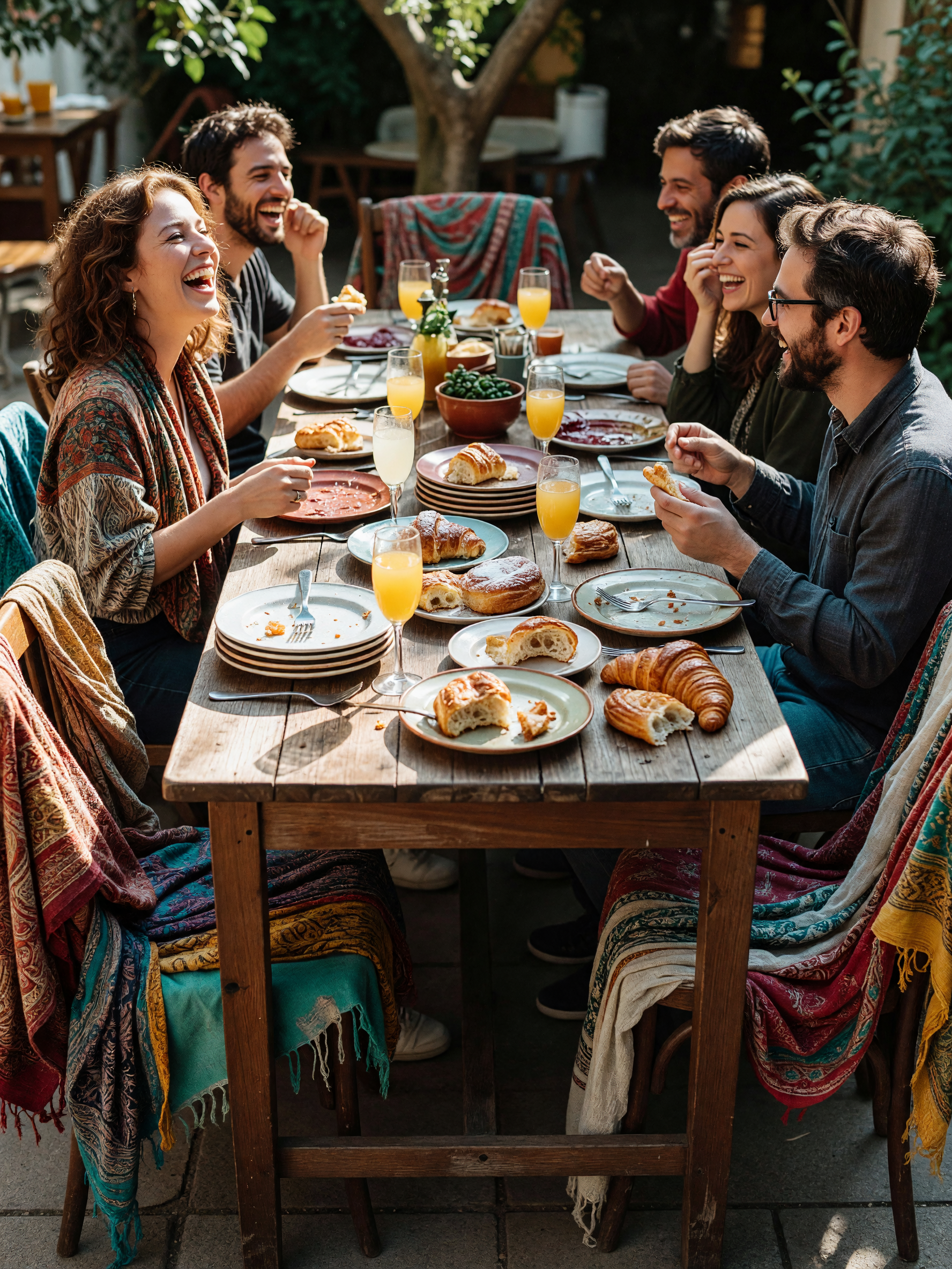 brunch table full of mimosas and way too much laughter with the gang. nothing be