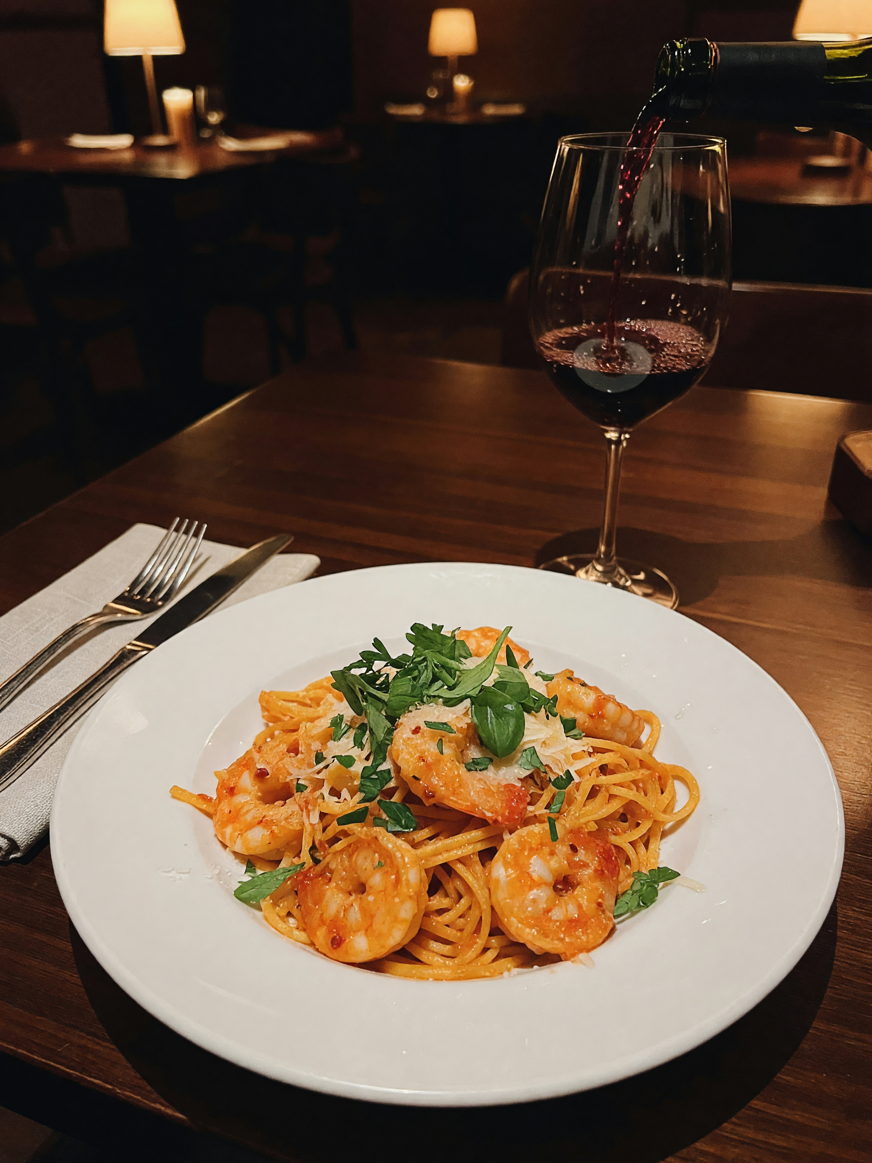 finally tried their new spicy shrimp pasta and it did not disappoint. pairing it