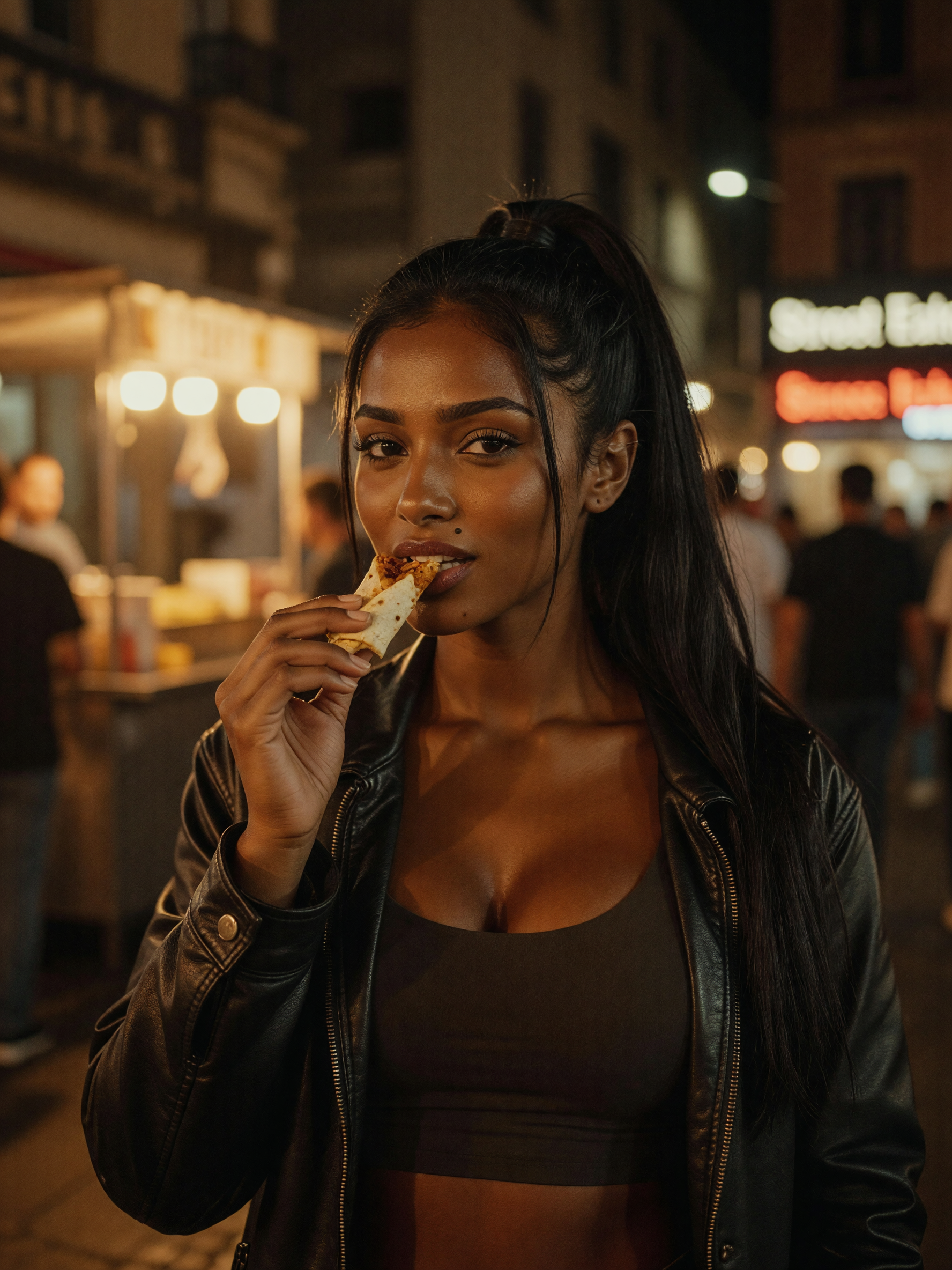 late night bites hit different when the jacket stays on and the food gets messy 