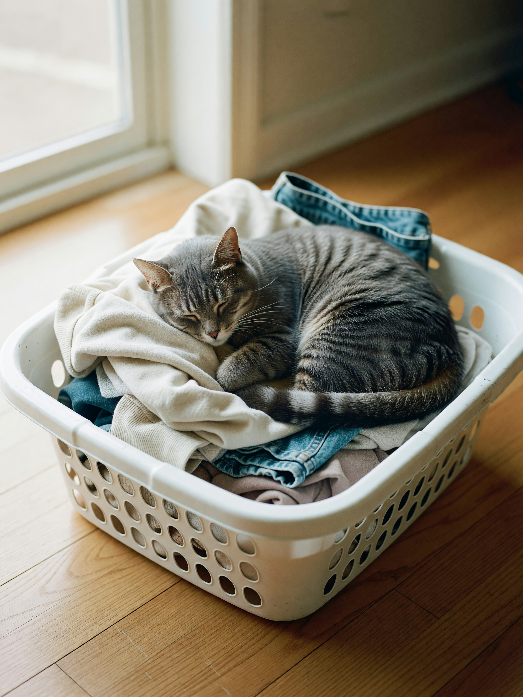 caught rasta in his favorite weird spot again, napping on top of the laundry bas