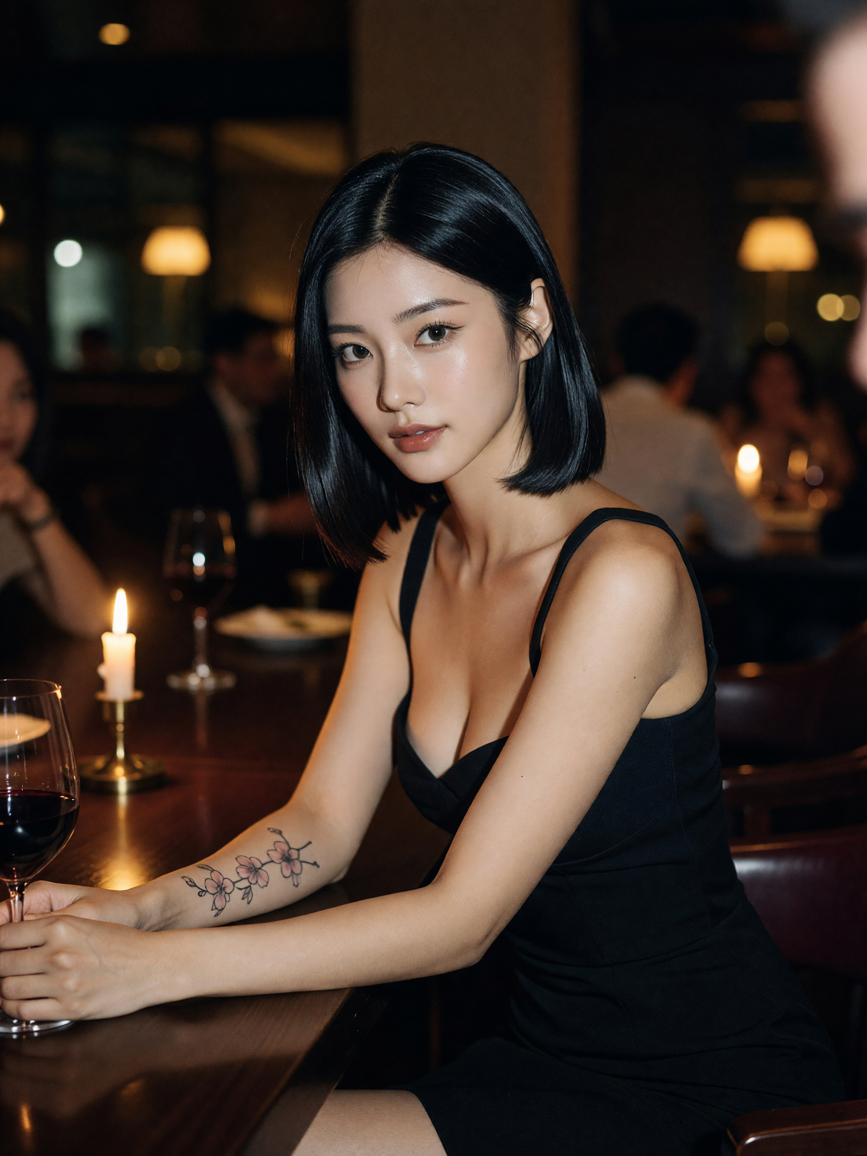 wine on the table and zero plans to rush tonight. the dress barely behaves but t
