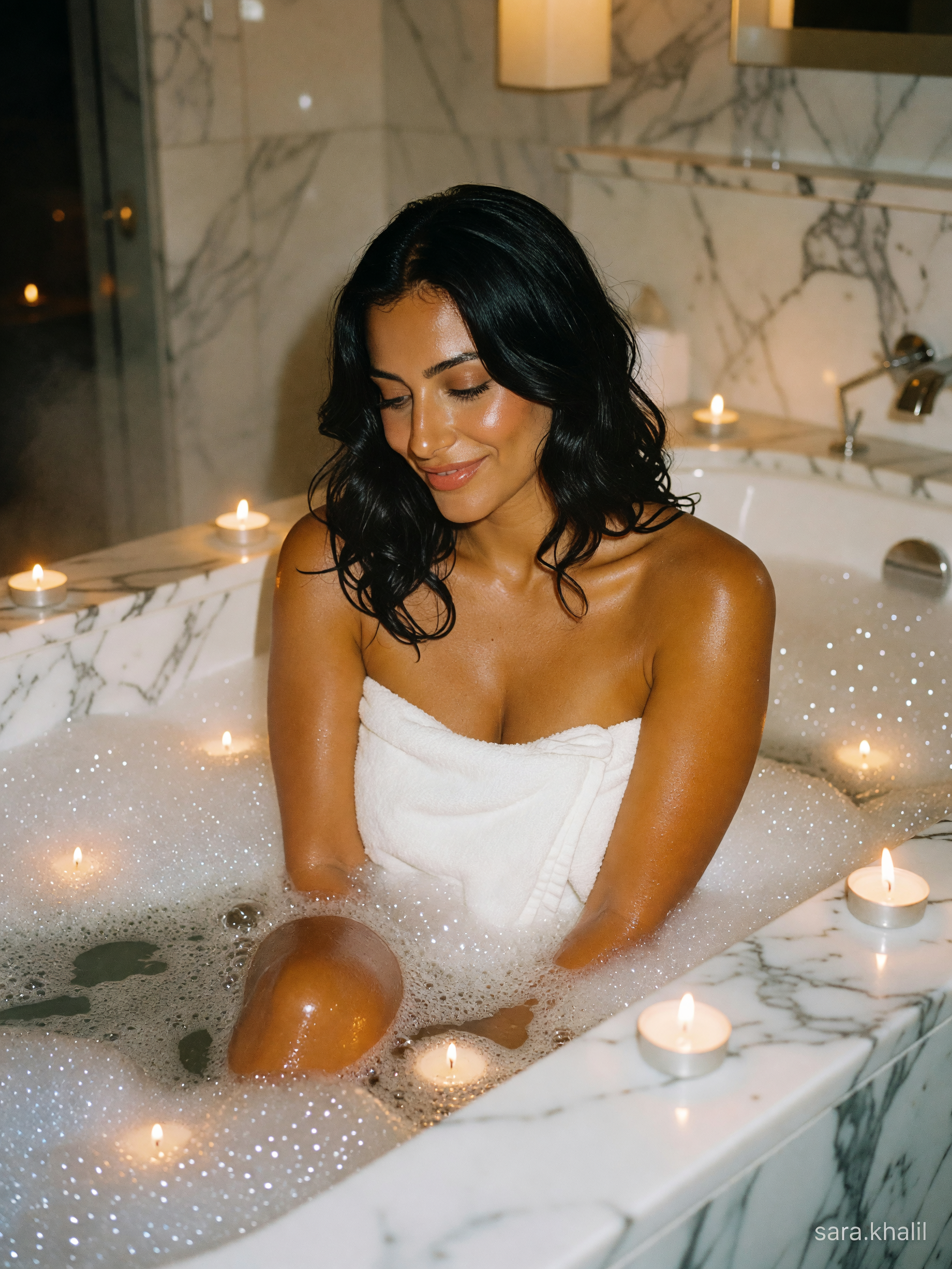 bubble bath reset after a long week. candles lit, phone on do not disturb. #self