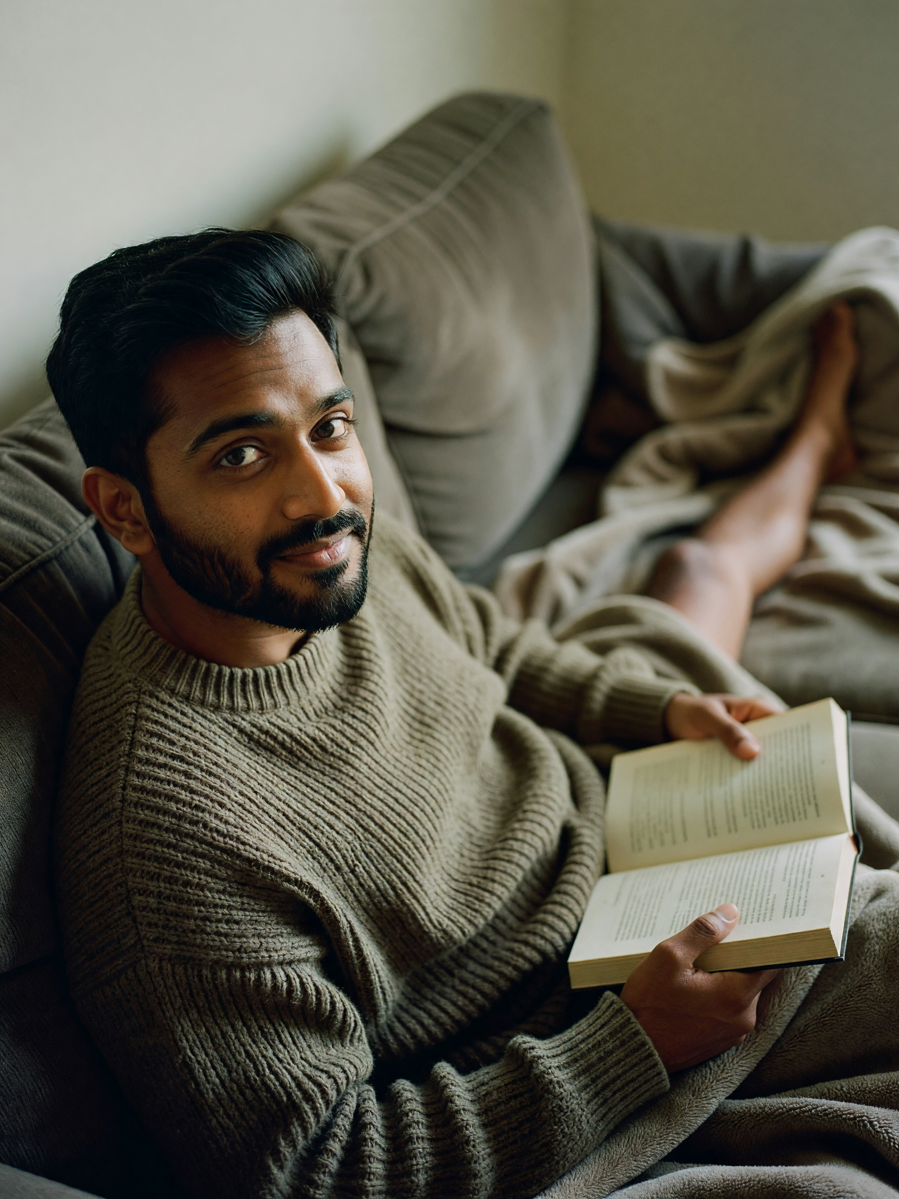book says one chapter, but the blanket says stay. debating between reading and s