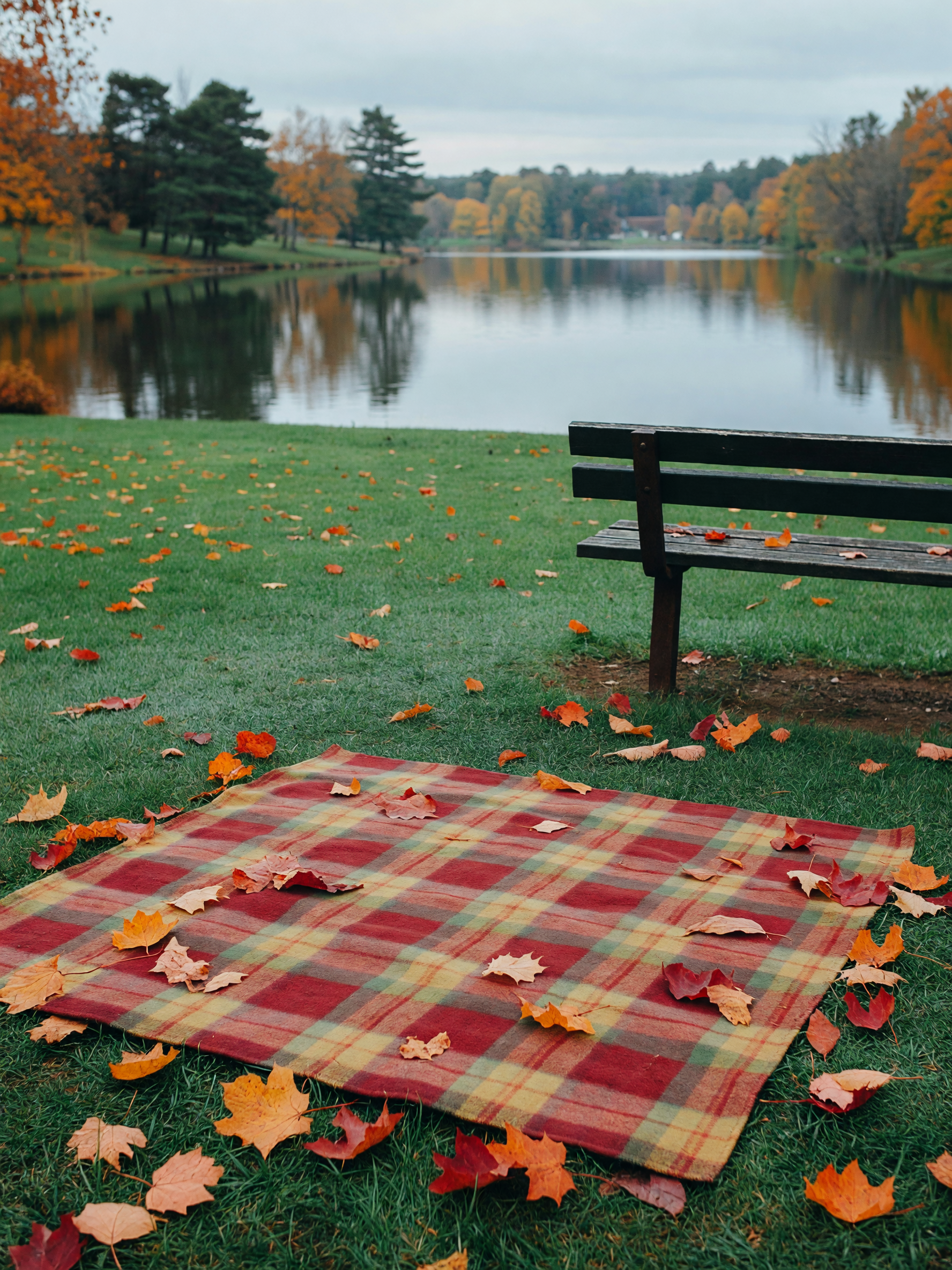 threw a blanket down before the wind picked up the leaves and Luna claimed the corner. lake looked p