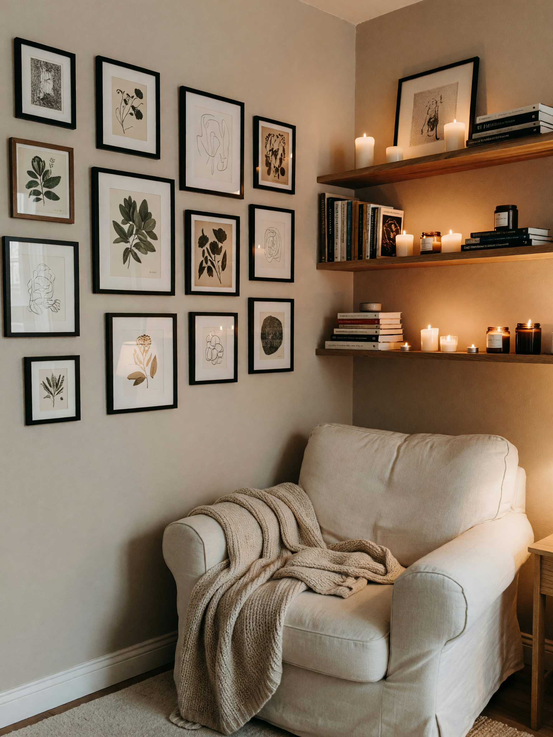 finally got that gallery wall up and the shelves are staying organized for now. 