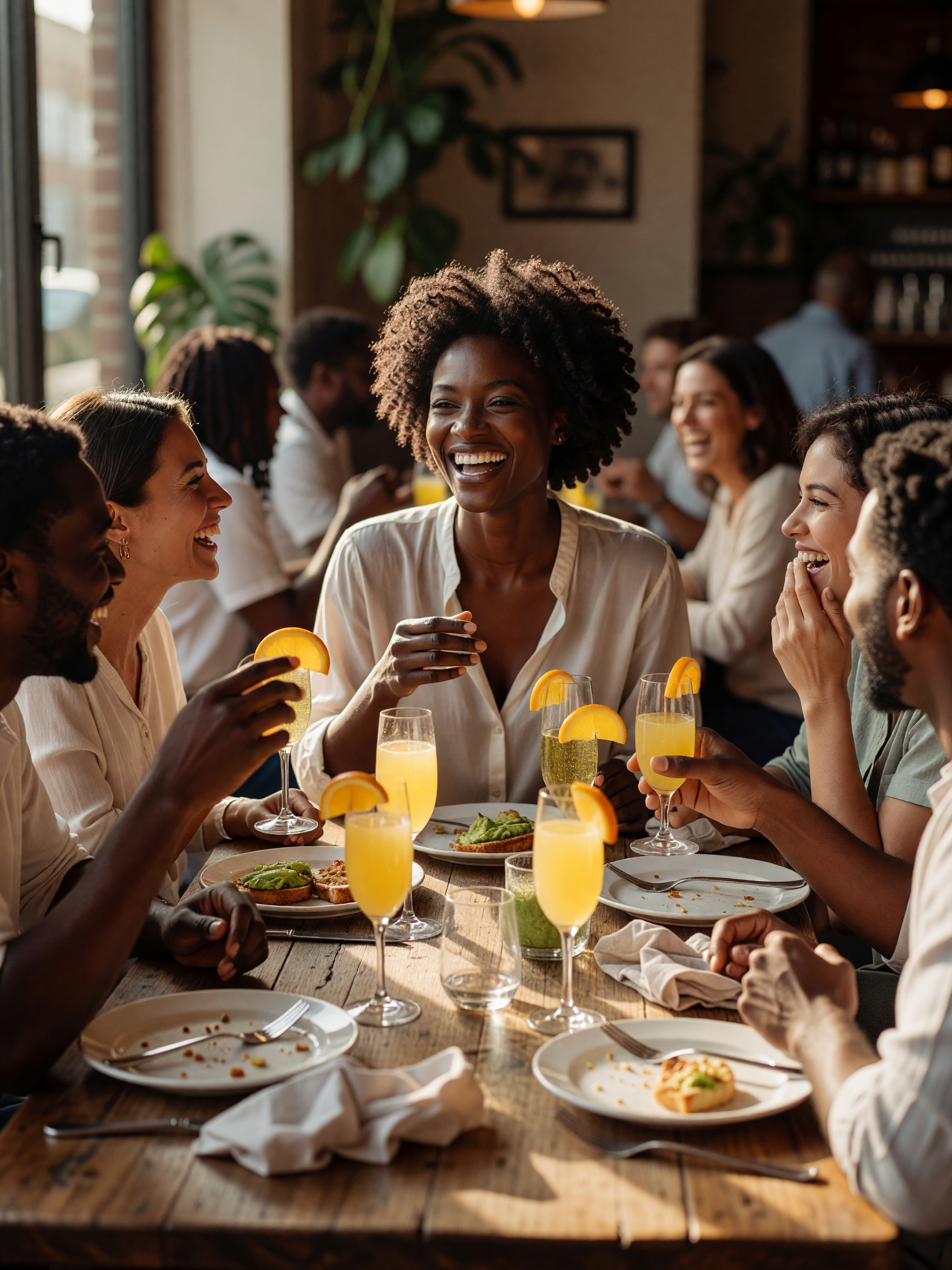 brunch with my girls, table full of mimosas and laughter, needed this catch up s