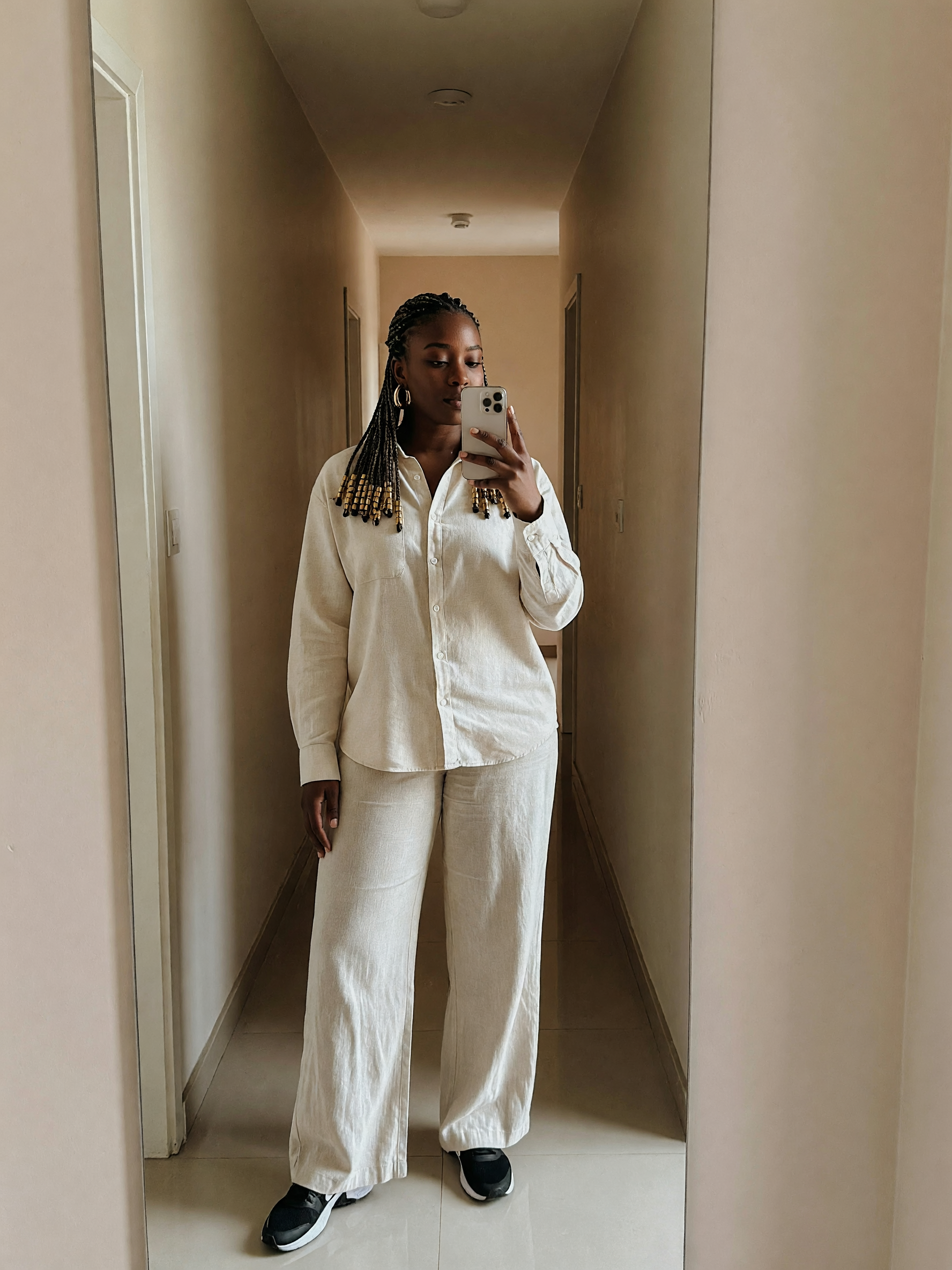 quick fit check before heading out , this linen set survived the wash and still 