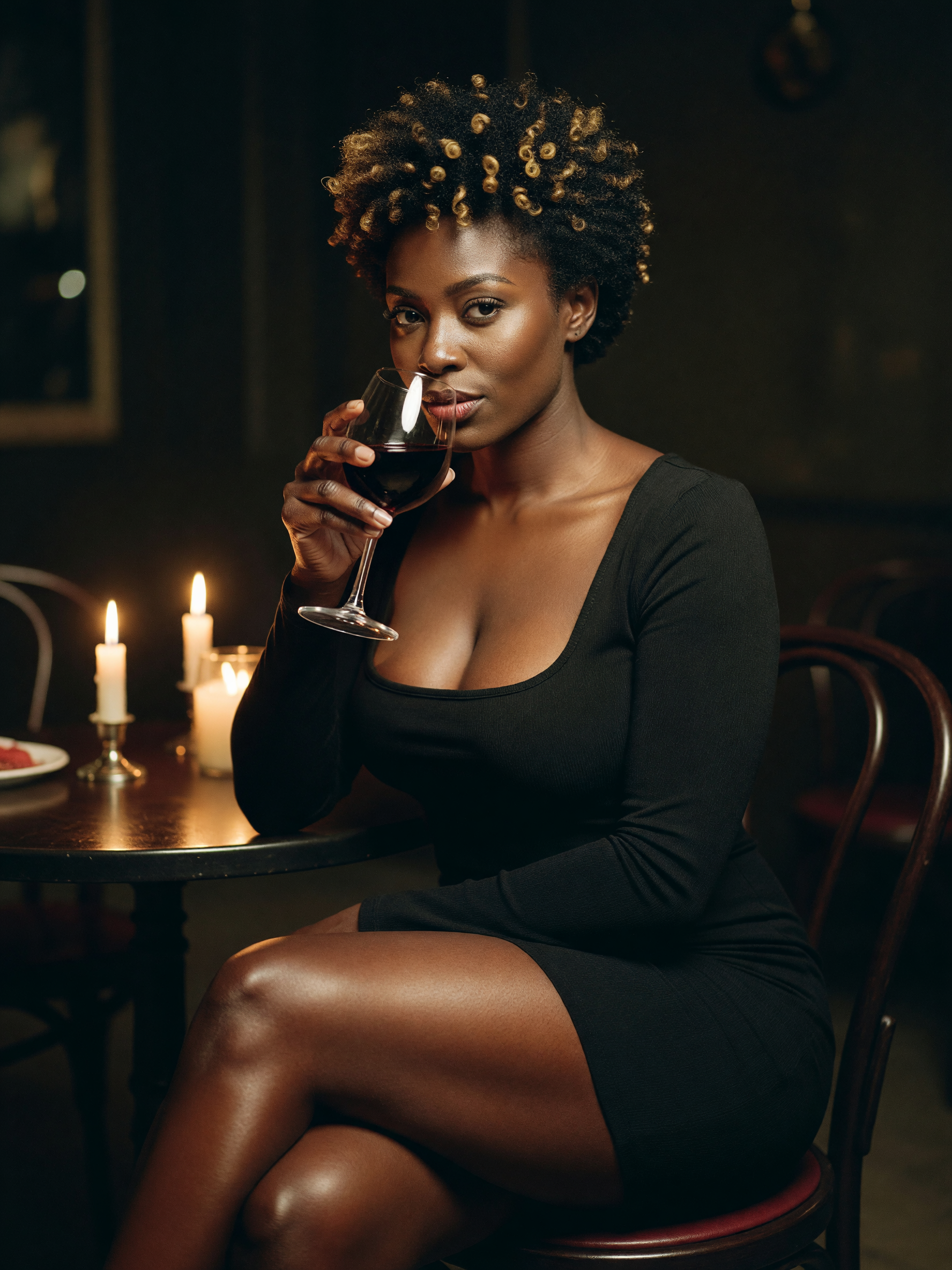 little black dress doing exactly what i asked it to tonight. wine glass in hand,
