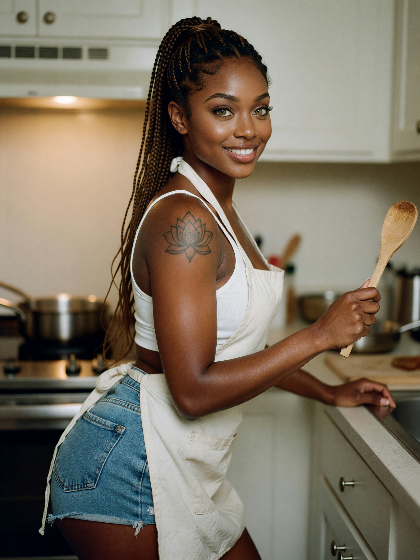 apron on and stove hot, cooking up my favorite soul food while keeping it cute i