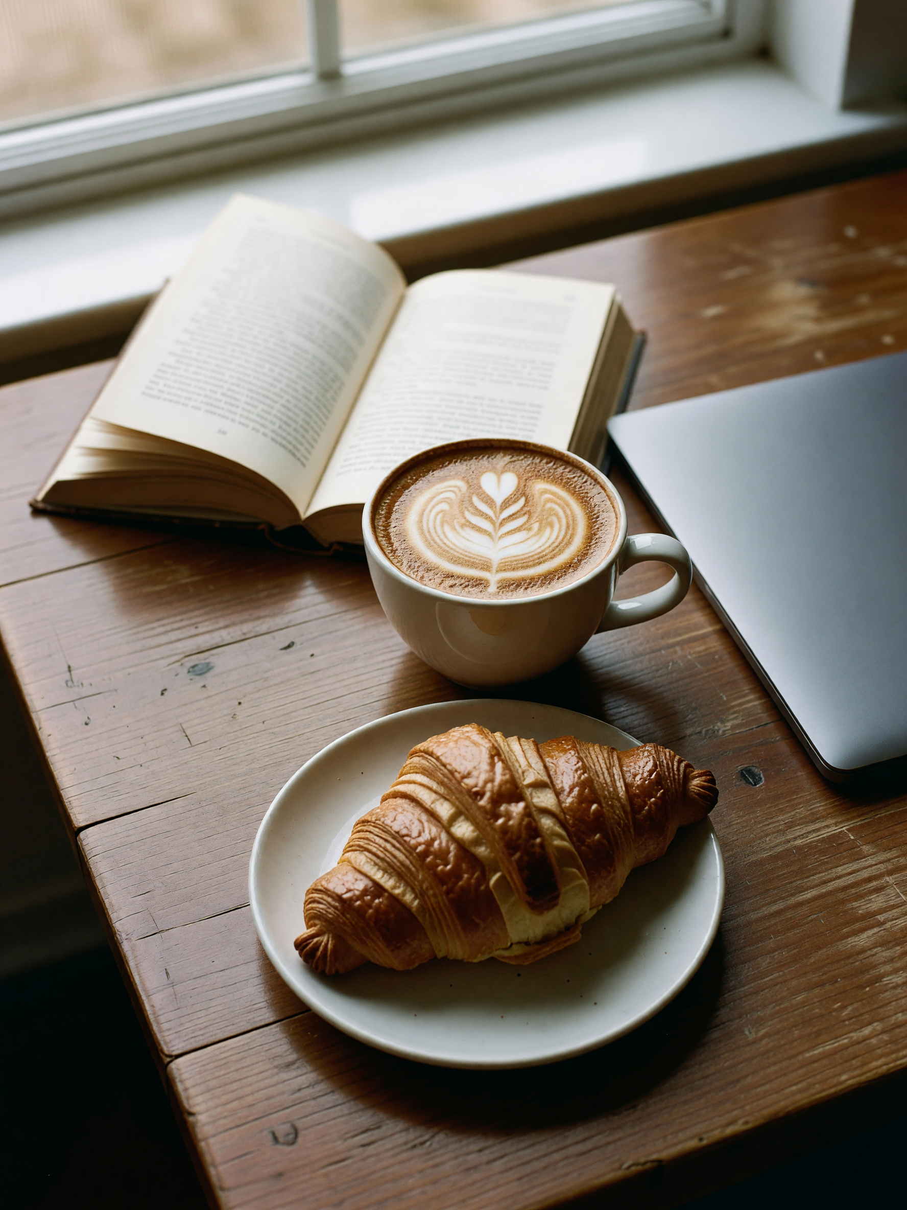 latte art goals and the last clean page in my notebook. window seat always hits different #coffee #s