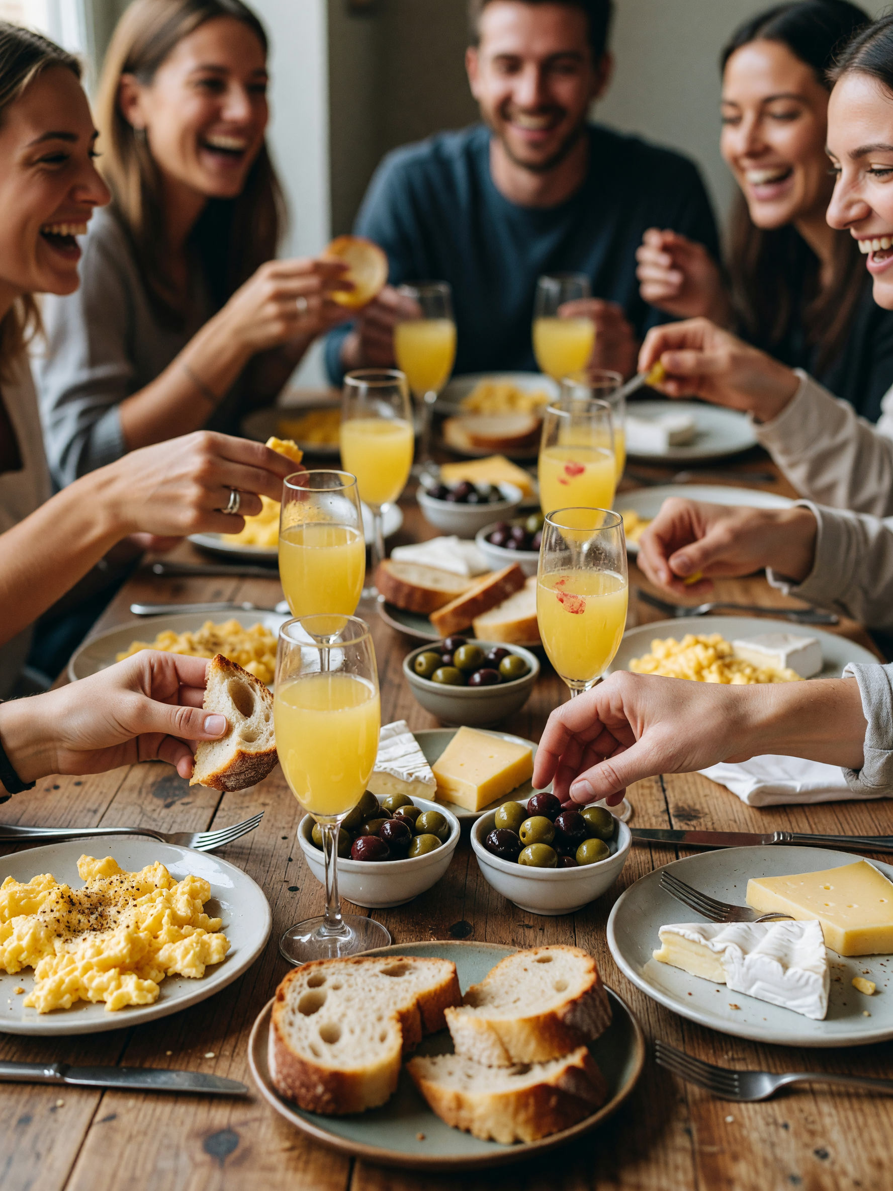 brunch with the crew, everyone talking over each other as usual, mimosas already half gone. always t