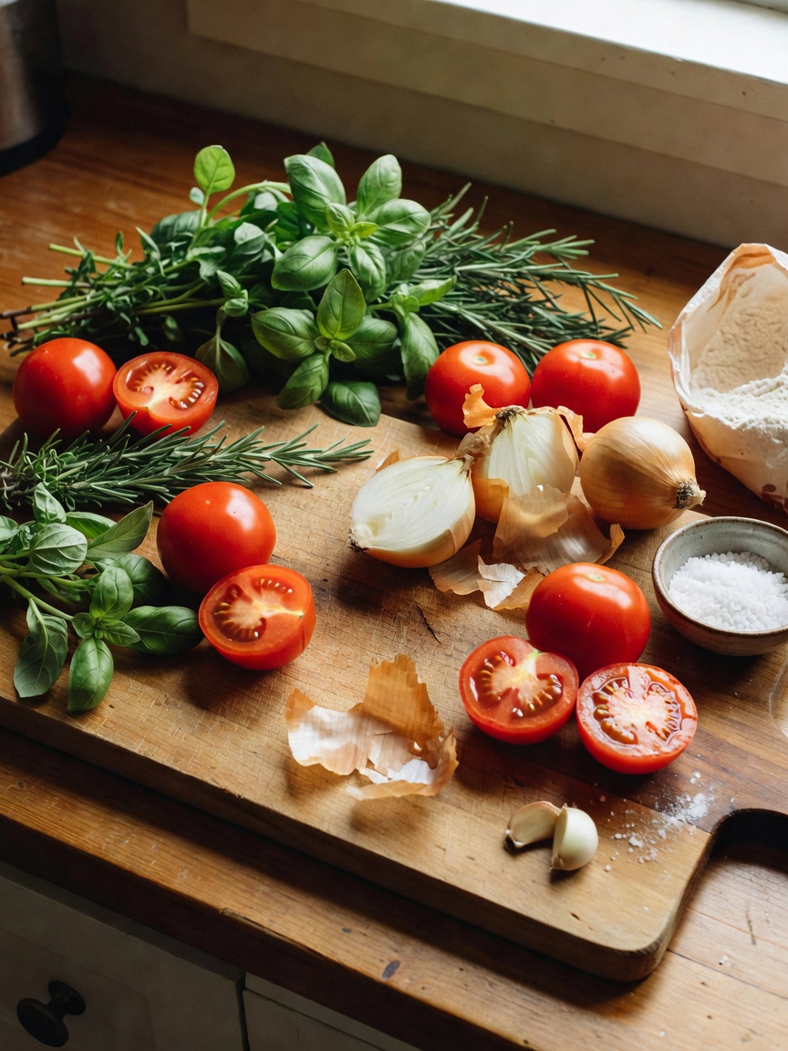 sunday dinner prep in full swing. nothing beats the smell of fresh herbs and gar