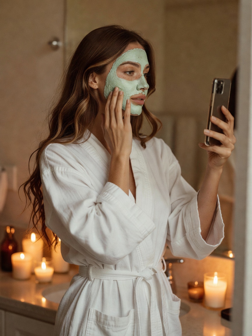 taking a proper evening for myself after a heavy week. face mask on, tea brewing