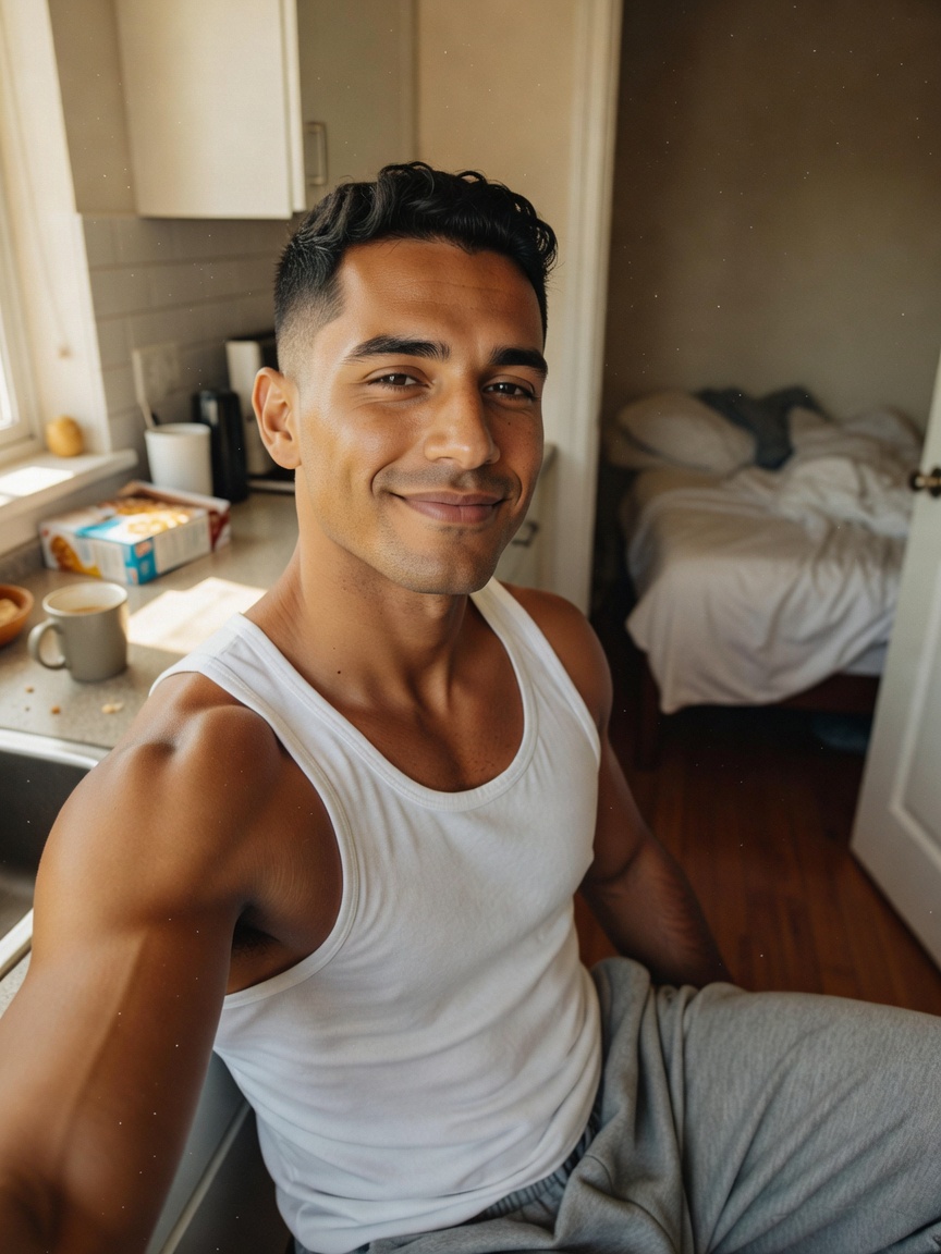 slow saturday morning done right. coffee brewing, breakfast ready, bed still a d