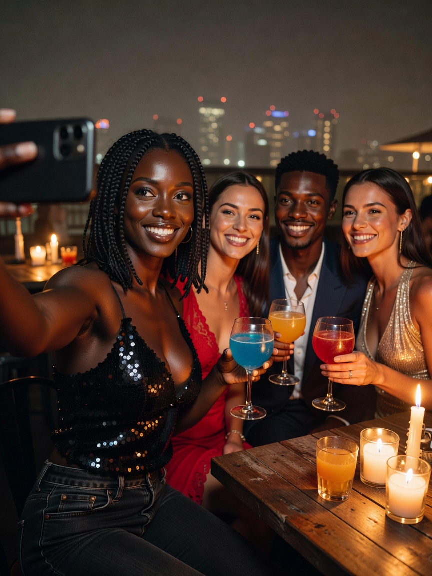 cocktails with my girls before we paint the town red! who else is ready to turn up tonight? 🍹