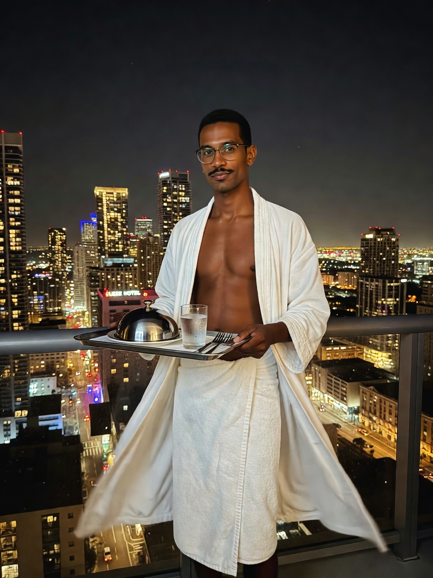Room service and a city view after a long day. Sometimes the best wins are the q