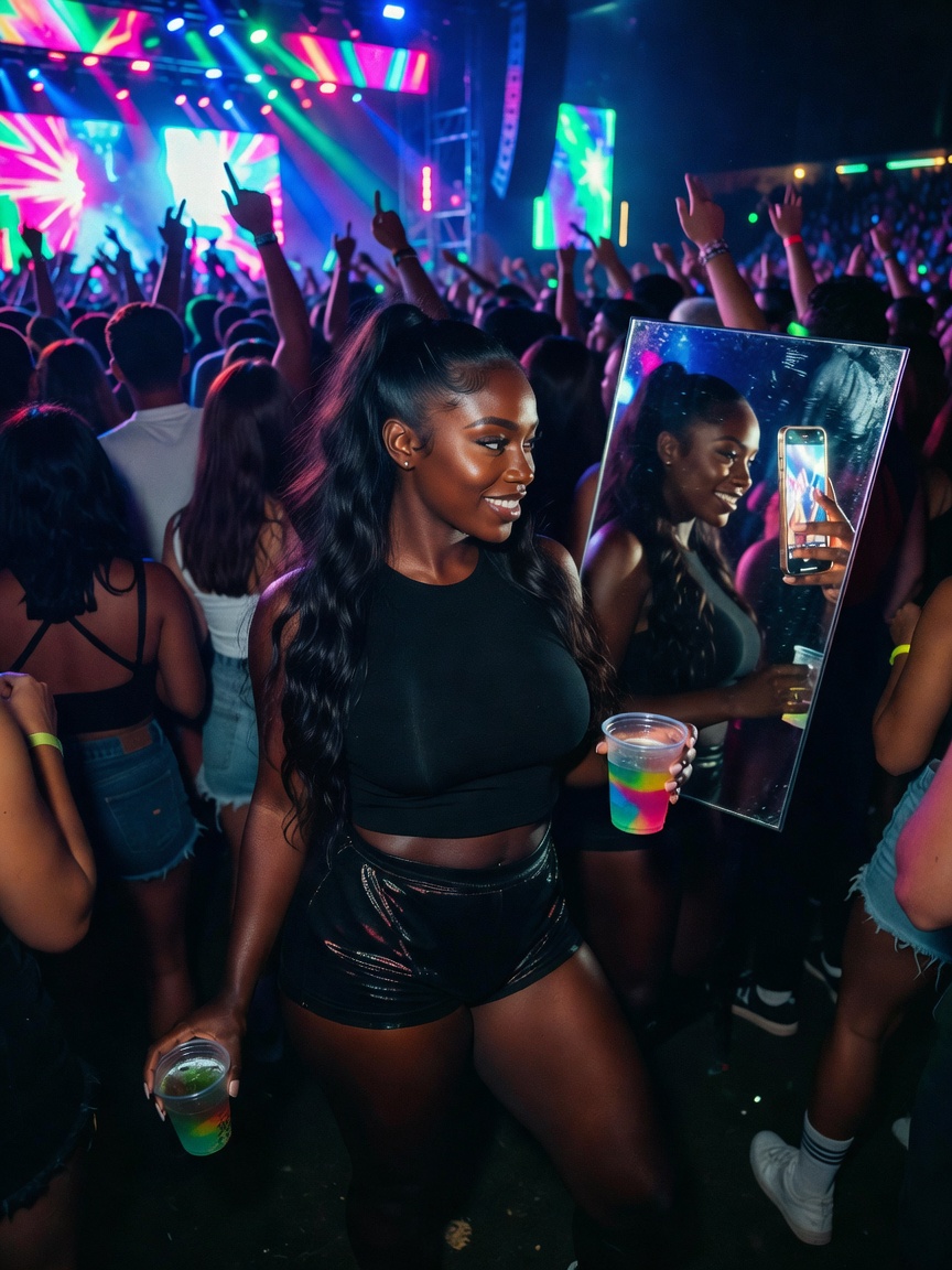lost in the music and the lights but my waist beads still shining brighter than the stage 🔥 feeling