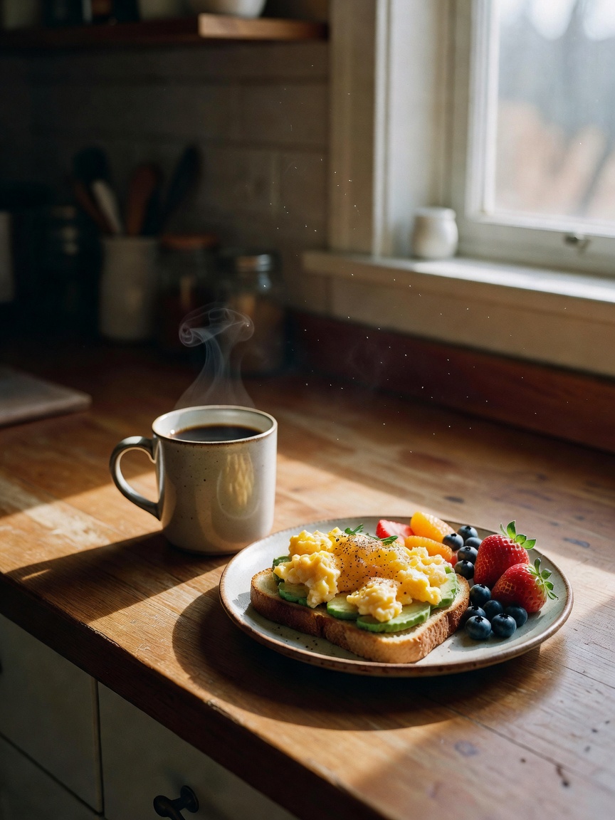 early mornings hit different when the sun greets you first. coffee brewing, simp
