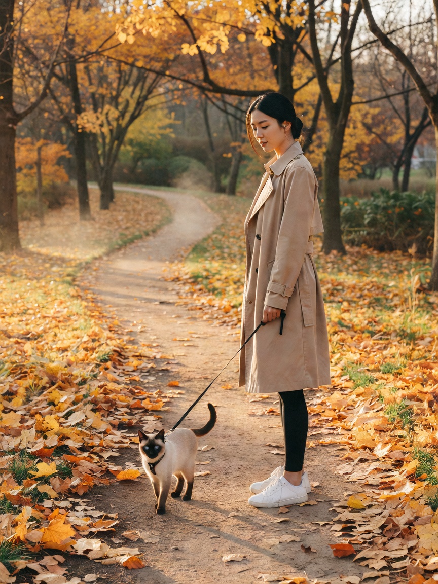 Early sunrise walk through the neighborhood with the crunch of autumn leaves und