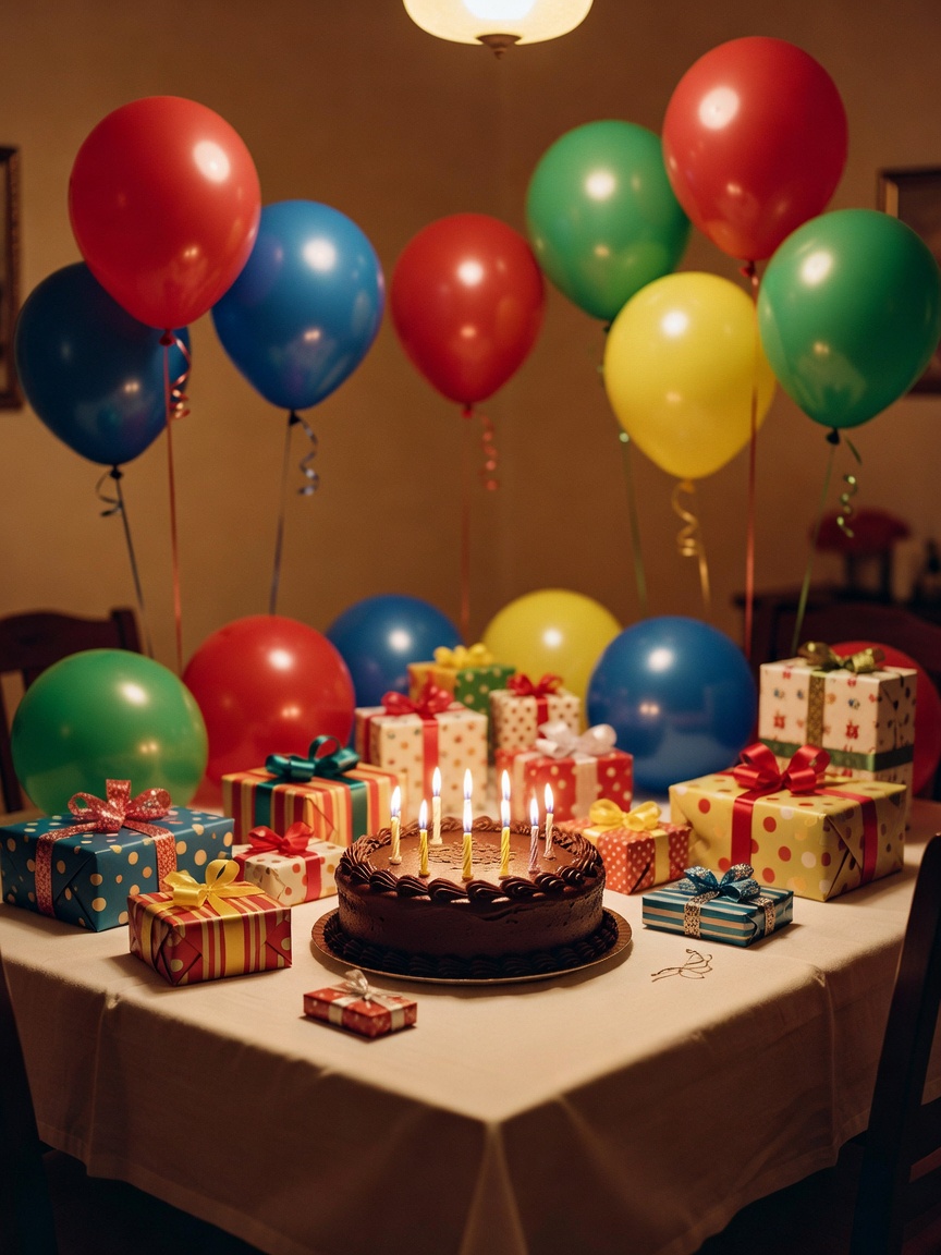 A quiet birthday morning turning into the best kind of chaos. Cake, balloons, an