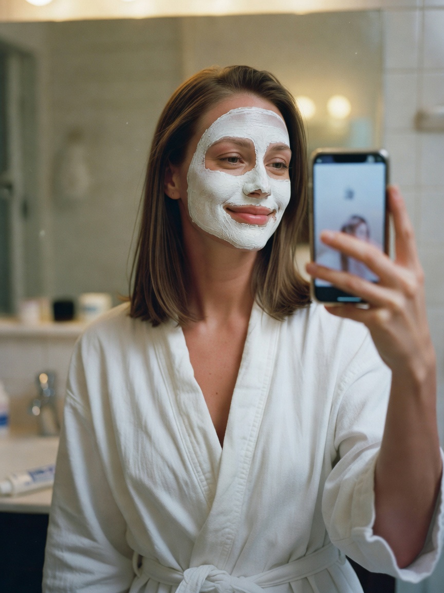 slow sunday self care hitting different. matcha tea, face mask on, journal open,