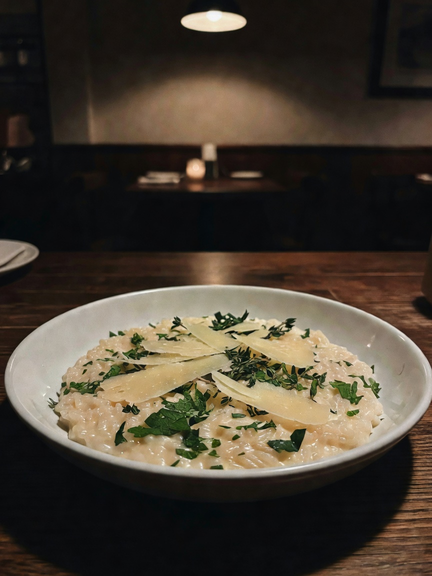 date night done right. that risotto was perfect and the wine is even better. tre