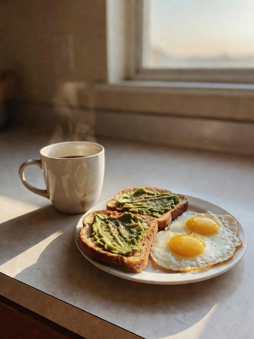 Morning routine hitting different today. Fresh coffee, simple breakfast, and wat