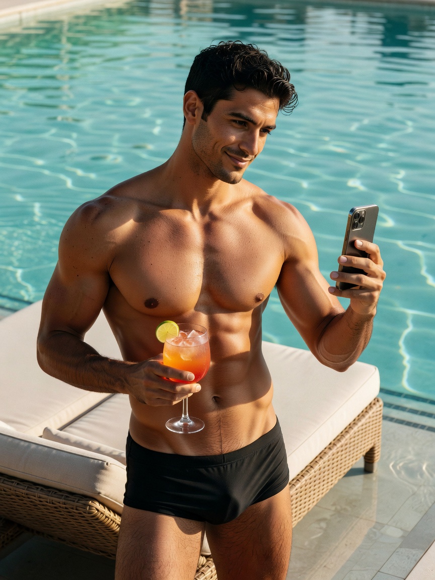 poolside reset after leg day, this water hitting just right 🔥 who's joining me next time
