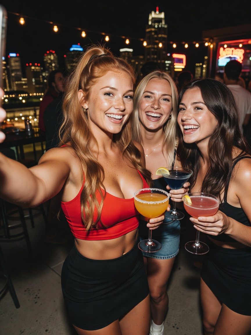 pre-game with my girls before we take over the night. feeling cute might delete 