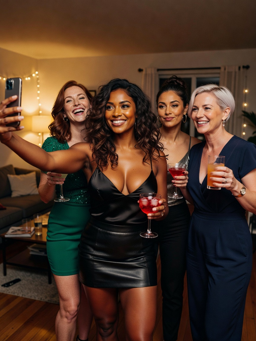 cocktails with my girls before we own the night, feeling sexy and unstoppable in