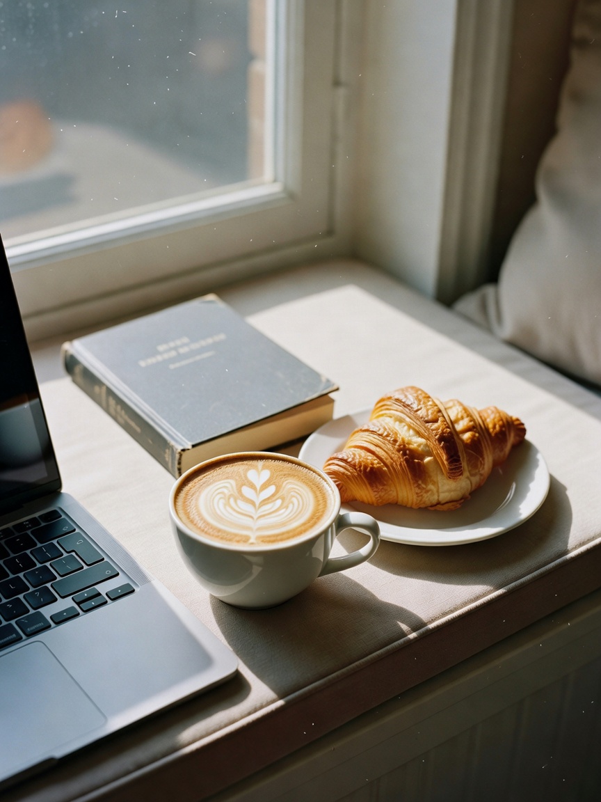 fueling the next climb with some solid latte art and a buttery croissant. who's 