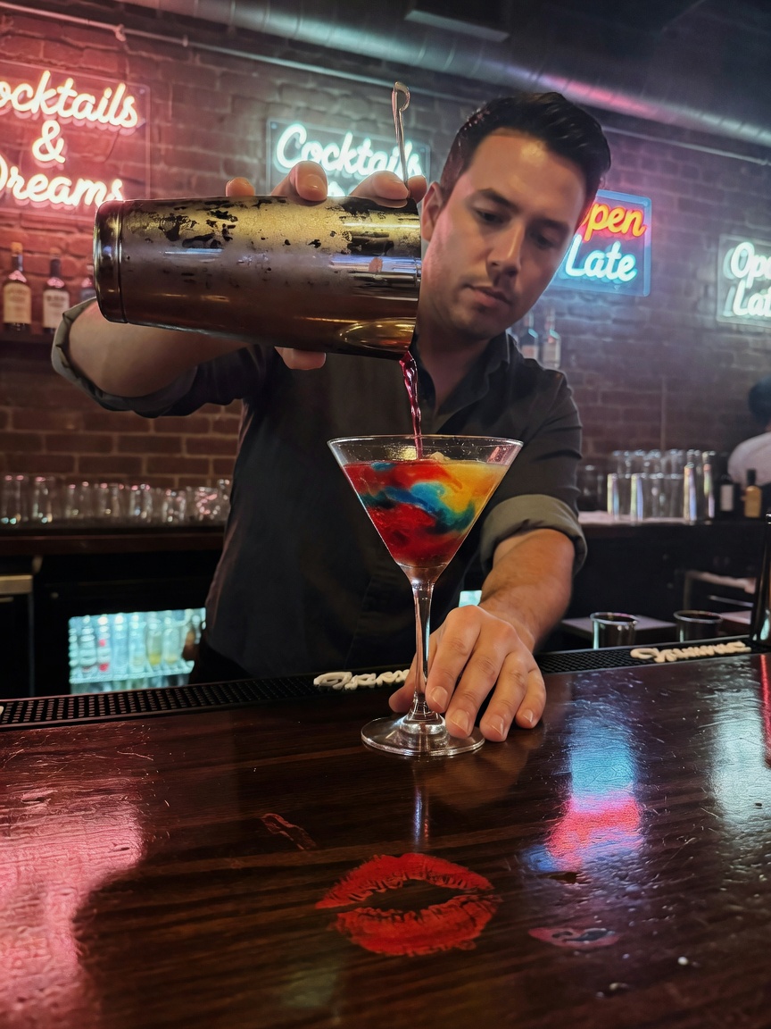 quick stop for a perfect pour after a long day. the neon hits different when the music is right. who