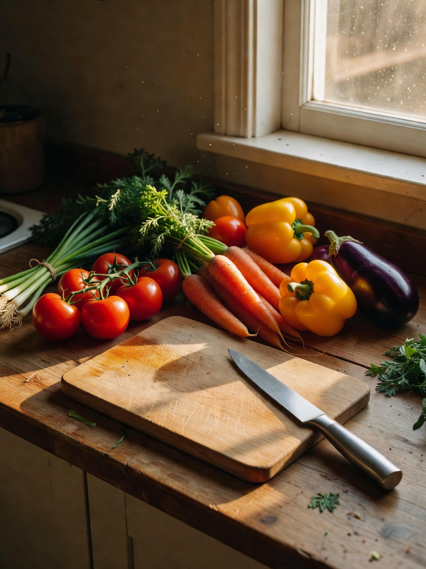 Sunday meal prep done right, chopping all these fresh veggies for my favorite qu