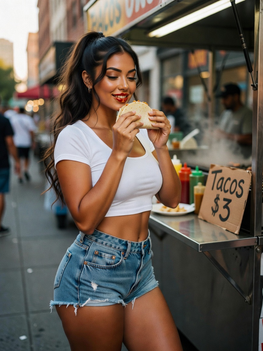 found the best street tacos and had to take a bite right here 🍴 crop top keepin