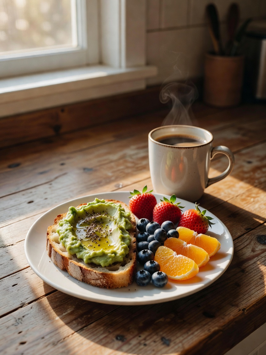Lazy Sunday morning done right. Coffee brewing, breakfast simple, bed still unma
