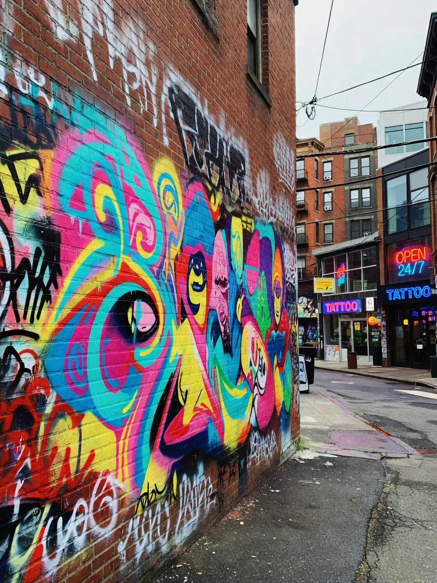 found this gem while wandering. the contrast between the old architecture and new graffiti always ge