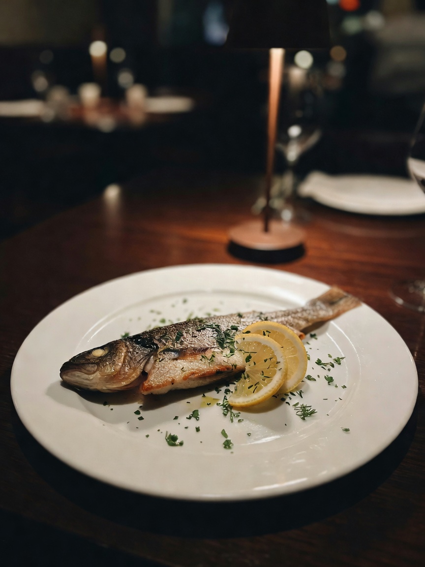 date night done right! the seabass was perfection and that chocolate lava cake h