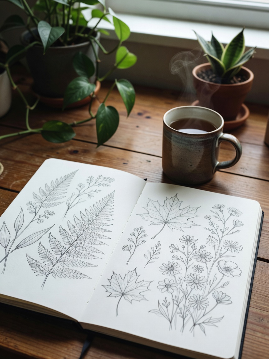quiet evening with my sketchbook and a big mug of chai. been working on these bo