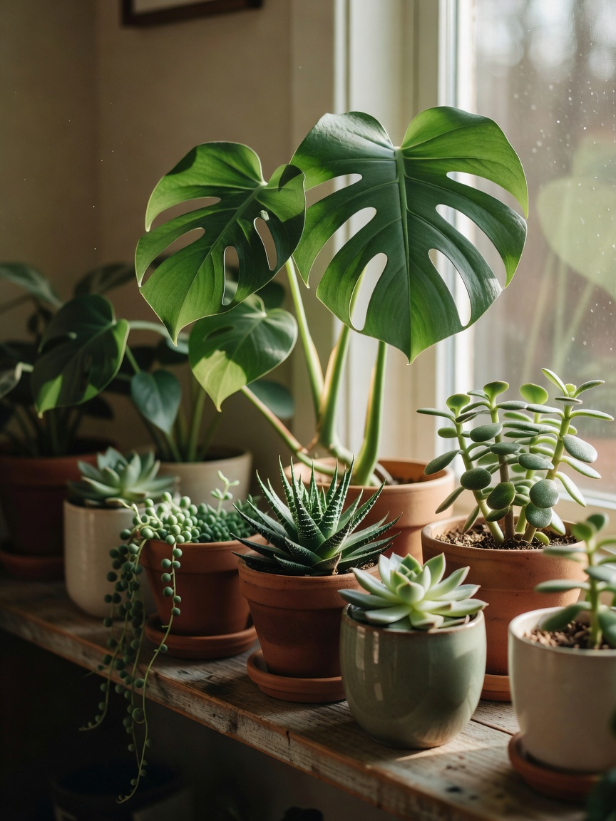 finally added this little guy to the crew 🌱 my new monstera is loving his spot on the plant shelf n