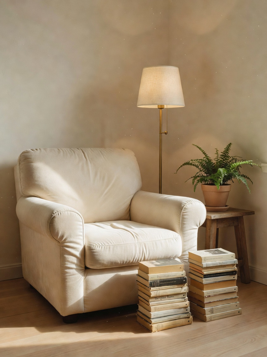finally finished rearranging my little reading corner and i'm obsessed, perfect spot for morning mat