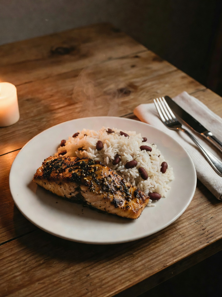 Date night done right! That jerk salmon melted in my mouth and the wine pour had