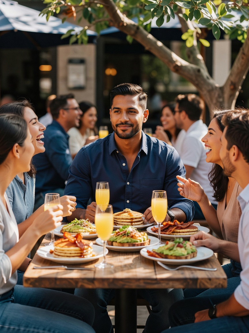 nothing beats sunday brunch with the boys 😂 mimosas flowing and dad jokes on re