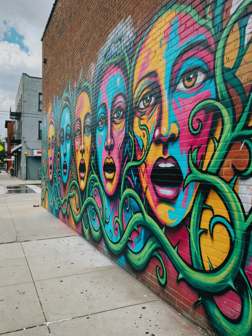 wandered into this colorful alley on my way to the market. the contrast between the wild mural and t